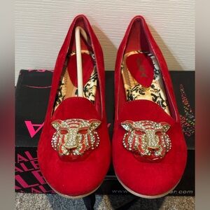 Alba Red Suede Dressy Embellished Flats New In Box Sz 10